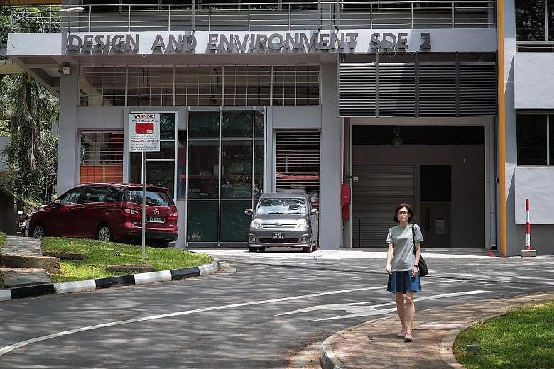 The areas that the professor infected by the virus used or visited when he was last at the School of Design and Environment on Monday have been thoroughly disinfected, said the National University of Singapore. ST PHOTO: JASON QUAH
