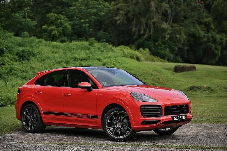 The Porsche Cayenne Coupe, compared with the Cayenne, has a sportier, sloping rear windscreen and the roofline is lowered by 20mm to portray a sleeker silhouette.