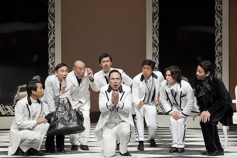 Wild Rice's The Importance Of Being Earnest (above) will run till March 8. Upcoming shows are Pangdemonium's The Son, starring Adrian Pang and his son Zachary; and Singapore Repertory Theatre's The Lifespan Of A Fact, starring Jamil Schulze, Janice Koh an