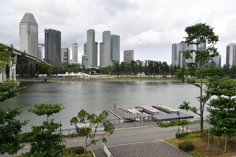 The community club’s (CC) pontoon is set against the Singapore skyline.