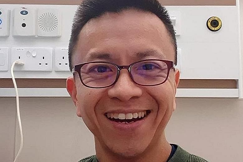 A selfie taken by Grace Assembly of God's senior pastor Wilson Teo in the NCID isolation room last week. He had tested positive for the coronavirus and was warded for 10 days. PHOTO: WILSON TEO