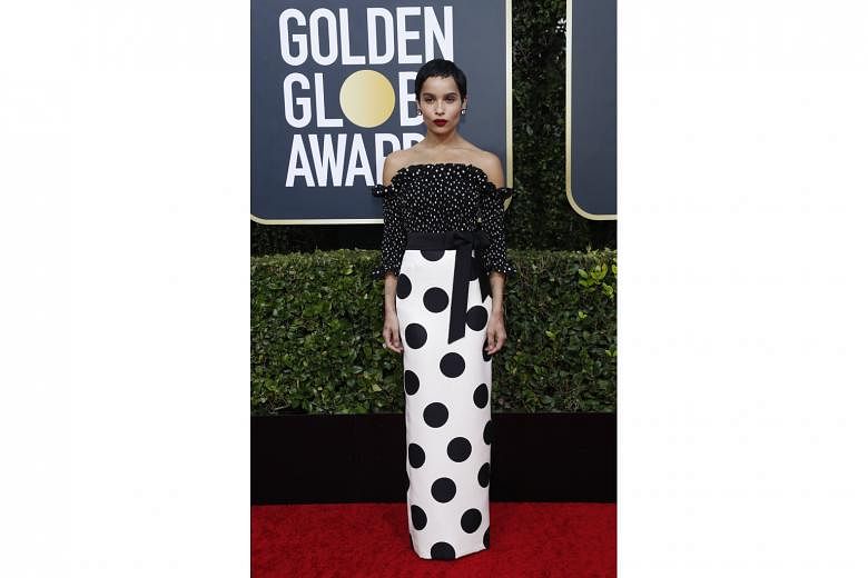 Zoe Kravitz at the Golden Globe Awards in the United States last month. She is now shooting her biggest movie role to date: Selina Kyle, or Catwoman, in director Matt Reeves’ The Batman. 