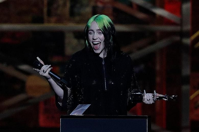 Singer-songwriter Billie Eilish at the Brit Awards in London earlier this month, where she performed the latest James Bond theme.