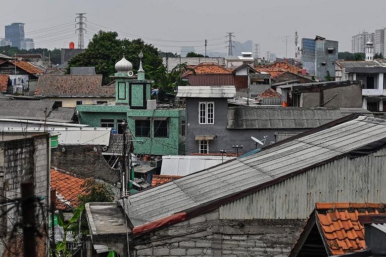 Some of the issues plaguing Indonesia's current capital Jakarta include (from left) dense settlements, congested traffic and polluted waterways. There are hopes for the new capital to rise above such problems. Urban+'s plan envisages a compact downto