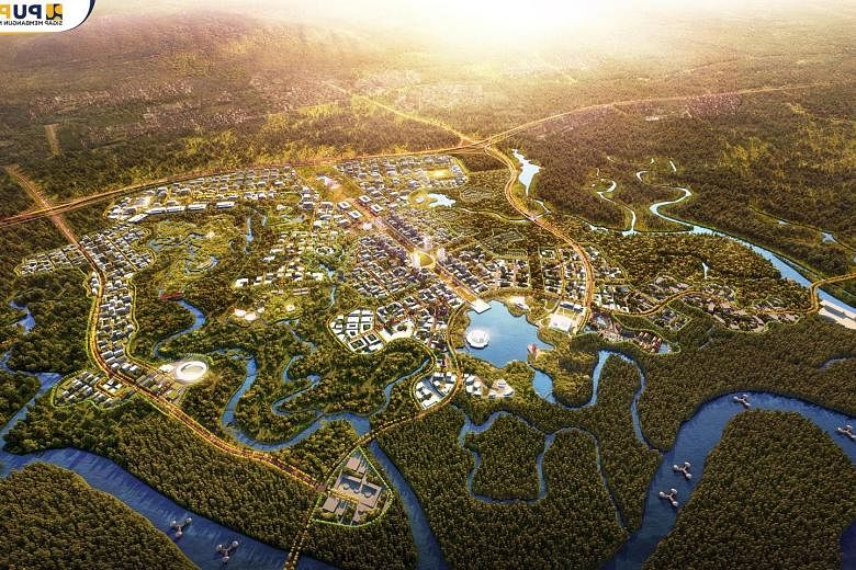 An artist's bird's-eye-view impression of the new capital. More than half of its 40,000ha area will be off-limits to construction and set aside for parks or restored rainforest.