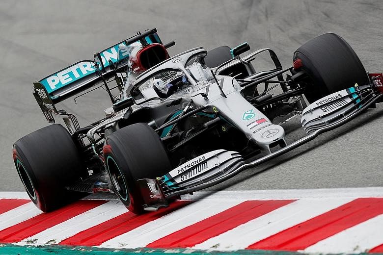 Mercedes' Valtteri Bottas topped all drivers during testing at the Barcelona circuit, installing the winners of the last six drivers' and constructors' titles as favourites in Australia. PHOTO: REUTERS