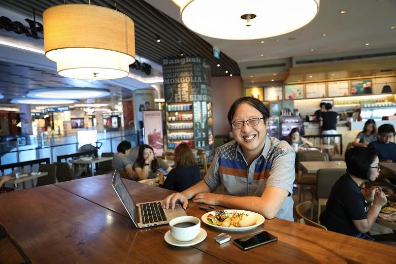 Mr Mark Lim (above), founder of special-education consultancy The Social Factor, at The Coffee Bean & Tea Leaf outlet at Waterway Point