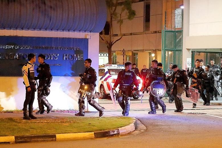 In September 2018, a riot broke out at the Singapore Boys' Home in its former location in Jurong West Street 24 when a group of residents attacked its staff with sports equipment. Three members of the staff were injured - an auxiliary police officer 