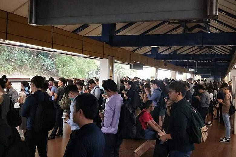 Commuters at Bukit Batok MRT station, which was also affected as it is on the North-South Line, yesterday. PHOTO: ST READER MRT stations like Yishun (above) were jampacked with crowds when the train service from Bishan to Yio Chu Kang towards Jurong 