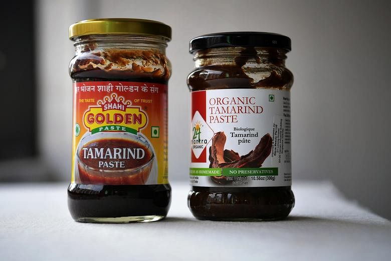 Ingredients include tamarind paste (above) and sambal oelek, Thai chilli paste or Lao Gan Ma chilli.