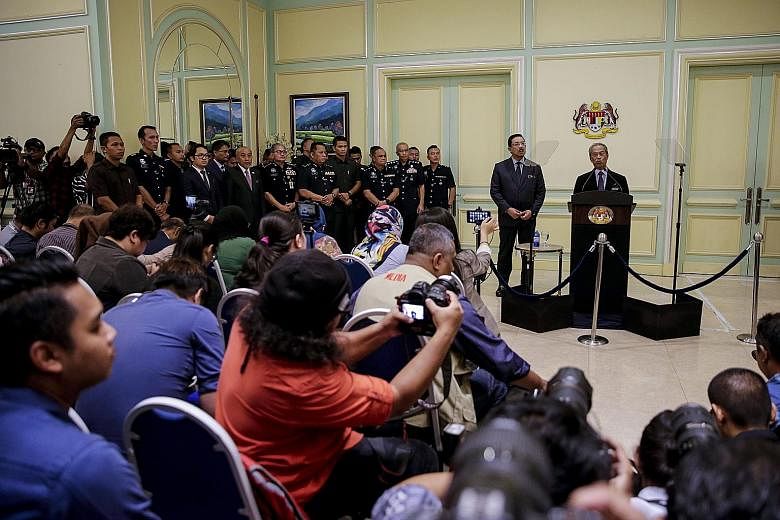 Malaysian Prime Minister Muhyiddin Yassin speaking at a news conference in Putrajaya yesterday.