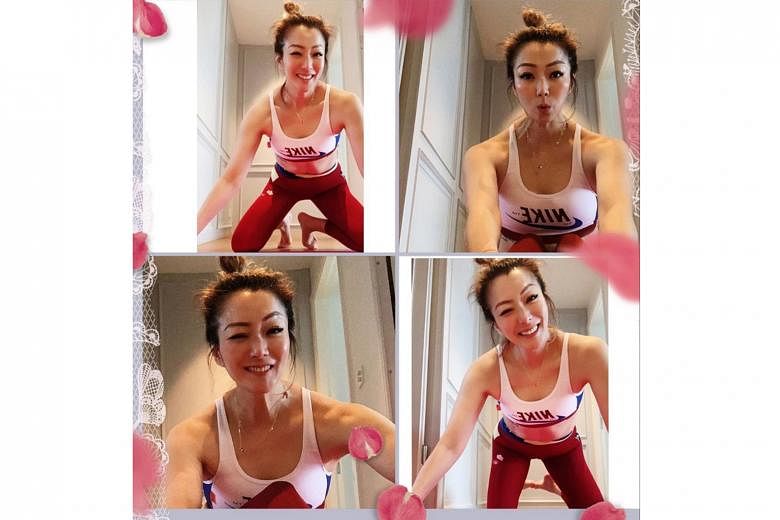 On Sunday, Hong Kong actress-singer Sammi Cheng posted on Instagram photos of herself working out at home.