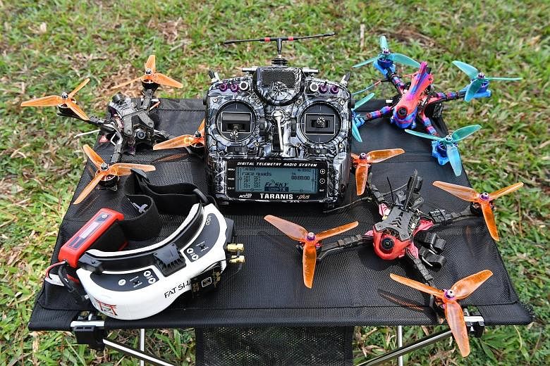 Depending on how quickly one takes to the sport and how often one crashes, drone racers in Singapore spend between $3,000 and $5,000 a year on their hobby.