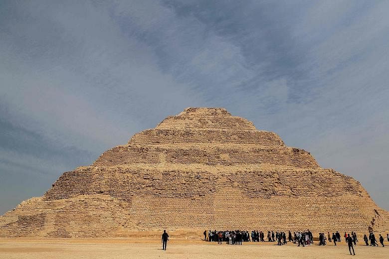 The 4,700-year-old step pyramid of Djoser (above and left) in the Saqqara necropolis in south of Cairo is the first and oldest pyramid in Egypt.