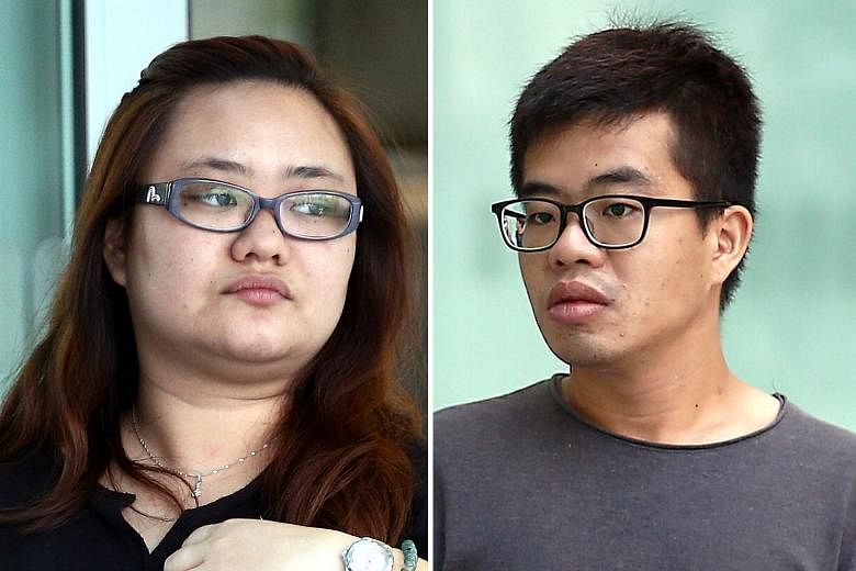 Amanda Yeo Pei Min and Leong Wei Guo pleaded guilty to working together and agreeing to cause grievous hurt to Yeo's then-spouse. ST FILE PHOTOS