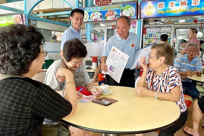 A photo posted online by the WP last November of Mr Low Thia Khiang, an MP for Aljunied GRC, visiting a New Upper Changi Road hawker centre. WP fielded a team in East Coast GRC in the 2015 election.