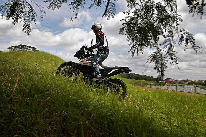 The 373cc KTM 390 Adventure can keep up on gravel or logging trails. Best of all, you do not have to manhandle it because of its 158kg dry weight and modest performance figures compared with more powerful motorcycles..