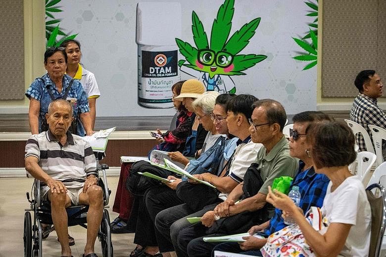 Patients waiting to register for cannabidiol, or CBD, oil treatment at the opening of the clinic. 