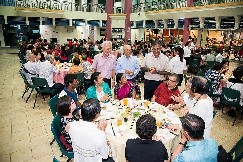 Mr Murali Pillai with guests at the dinner on March 7. He said precautions taken included mandatory temperature checks and advising those who were unwell to see a doctor and stay home. PHOTO: BUKIT BATOK, OUR HOME/FACEBOOK