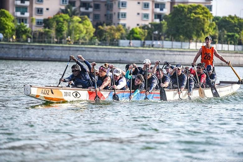 The American Dragons Singapore competing in a tournament in 2018. They were set to race in the May 29-31 DBS Marina Regatta, which was cancelled owing to the coronavirus pandemic. PHOTO COURTESY OF AMERICAN DRAGONS SINGAPORE