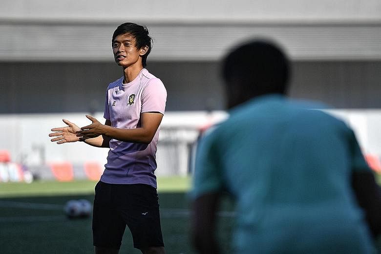 Tampines coach Gavin Lee is only 29 but despite being younger than some senior players, he has won them over with his commitment and tactics. ST PHOTO: ARIFFIN JAMAR