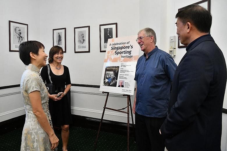 From left: Ms Grace Fu, Minister for Culture, Community and Youth, Sharon Aplin (the author's wife), author Nick Aplin and Sport Singapore chief executive officer Lim Teck Yin sharing a light-hearted moment during the book launch last night.