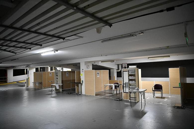 Singapore General Hospital is converting part of a multi-storey carpark into a fever screening area to help manage the growing number of patients infected with the coronavirus. ST PHOTO: ARIFFIN JAMAR