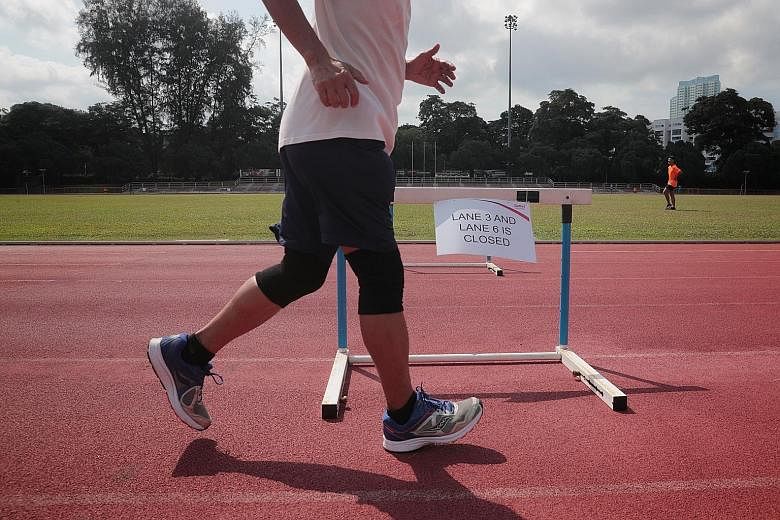 Lane segregation has been introduced on the track at Toa Payoh Stadium, meaning fewer people can use a facility at any one time. A number of people here have had to tweak their usual exercise regimens owing to escalating social distancing measures to