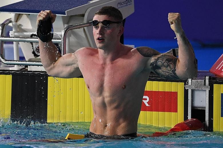 Olympic champion Adam Peaty (25, above) is in his prime while American Ryan Lochte, 35, may have to prolong his career to get another shot at the Olympics next year. PHOTO: AGENCE FRANCE-PRESSE
