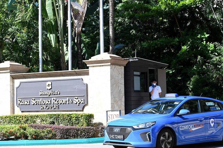 Shangri-La's Rasa Sentosa Resort & Spa is one of the hotels designated as a dedicated facility for guests serving their stay-home notice. The hotel is equipped with closed-circuit camera monitoring and a 24-hour, on-site emergency response team. PHOT