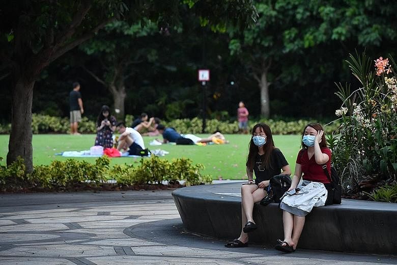 Crowds were thin at Gardens by the Bay at the weekend as Singaporeans practised social distancing.