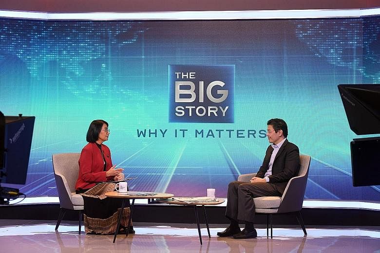 Mr Wong with Straits Times senior health correspondent Salma Khalik for his interview on ST's news talk show The Big Story yesterday. Some of the measures taken can be eased if everyone does their part, he said.