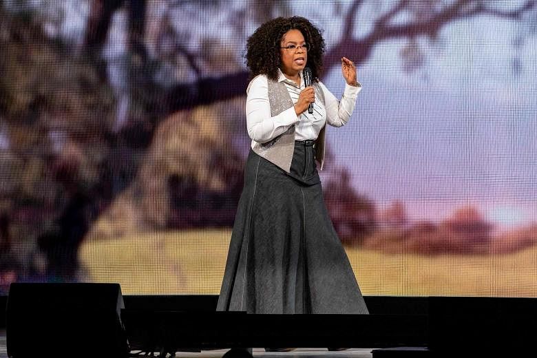 Oprah Winfrey speaking on stage during Oprah's 2020 Vision: Your Life In Focus Tour on Feb 15, in Dallas, Texas. The media mogul has a new venture to help get food to vulnerable Americans.