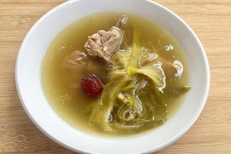 Sold in dried form, the ba wang hua - which is used in this soup (left) - is believed to help with reducing heat in the lungs in traditional Chinese medicine.