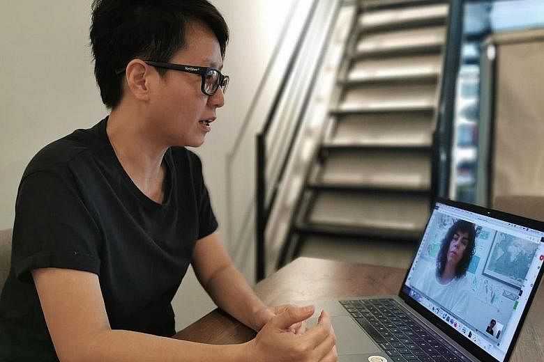 Ms Yeo Shih Yun will be keeping in touch with fellow artists via Google Hangouts and WhatsApp, and is also looking for software that will allow her to draw and collaborate with other artists live.