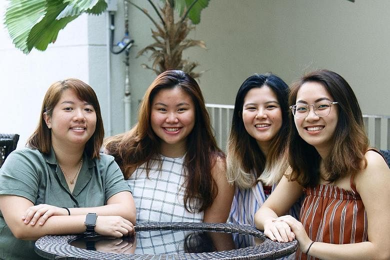 The Ready or Not? Singapore campaign team comprises (from left) design lead Ethel Tan; public relations lead Kirmaine Chen; content lead Zhu Xinyu; and sponsorships and logistics lead Shermaine Lee. They are all undergraduates at the Nanyang Technological
