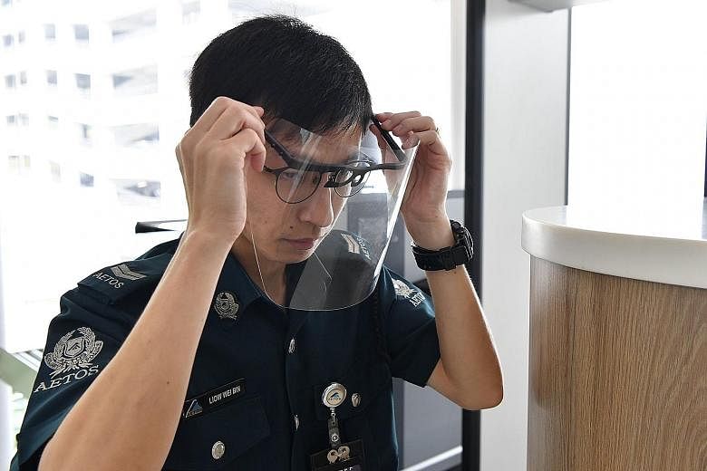 FaceProtect+ is an adjustable and reusable face shield that the Defence Science and Technology Agency came up with to protect users and the people they interact with against accidental fluid splashes and droplets. Defence Minister Ng Eng Hen said it 