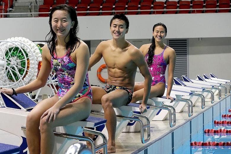The swimming Quah siblings (from left) Jing Wen, Zheng Wen and Ting Wen at training in 2015. Having qualified for his third Olympics, Zheng Wen is hoping he can do better with an extra year's preparation, while Ting Wen is aiming to join him again. Jing W
