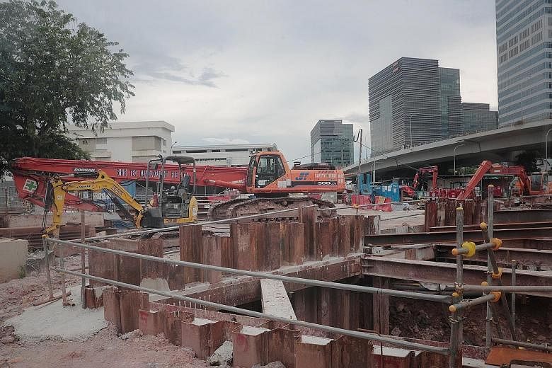 A construction site at Labrador Villa Road yesterday, the second day of the sector-wide stay-home notice. It was announced on Saturday night that all work permit and S Pass holders in the construction sector would have to stay in their residences for