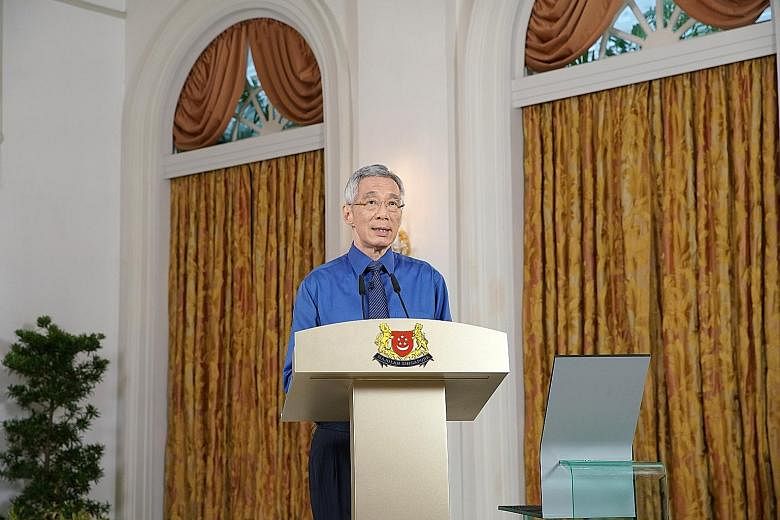 Prime Minister Lee Hsien Loong called on Singaporeans to stay home as far as possible, urging those who have to go out to do so alone.