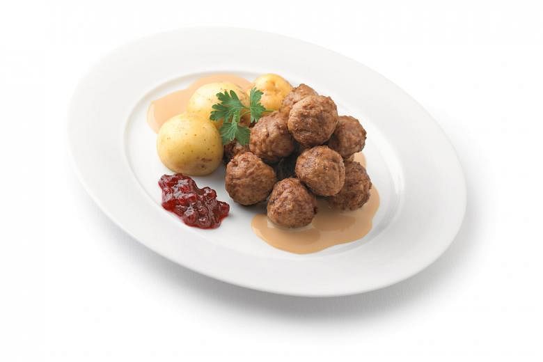 Ikea's signature meatballs are made of ground beef and pork and served in cream sauce.