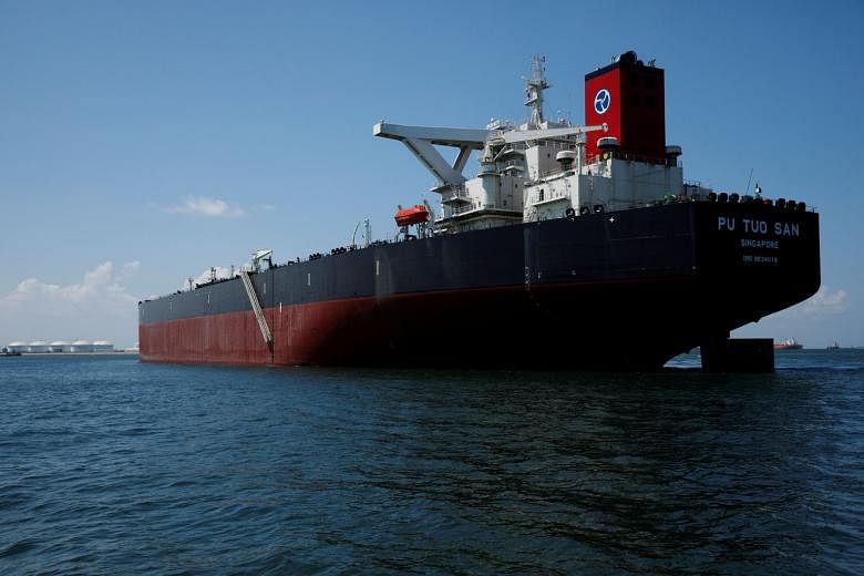 Hin Leong Trading's Pu Tuo San VLCC (very large crude carrier) supertanker in the waters off Jurong Island last July. Company founder Lim Oon Kuin said that Hin Leong had, on his instructions, sold a substantial part of the oil inventory pledged as c