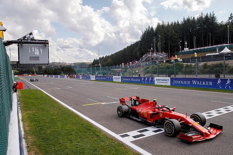 Ferrari's Charles Leclerc crossing the finish line to win last year's Belgian Grand Prix. The Italian team insist that the sport must take more time to discuss changes before acting.