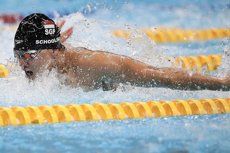 Joseph Schooling on his way to winning the 50m butterfly at the 2018 Asian Games. He finds it tough not being able to train in the pool but knows that everyone is having a hard time. 