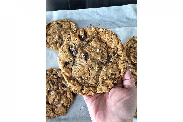 The recipe makes eight large cookies. 