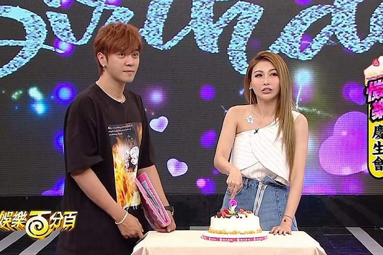 Show Lo and Linda Chien (both above), who is the rumoured third party between Lo and former girlfriend Grace Chow, celebrating Chien's birthday last year on an episode of 100% Entertainment.