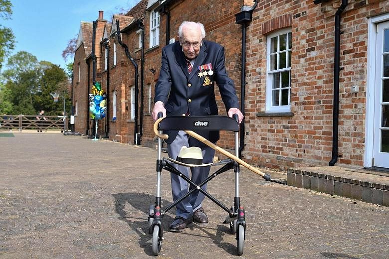 Mr Tom Moore raised more than $48 million for Britain's National Health Service by walking 100 laps of his 25m garden, with the help of his walking frame.