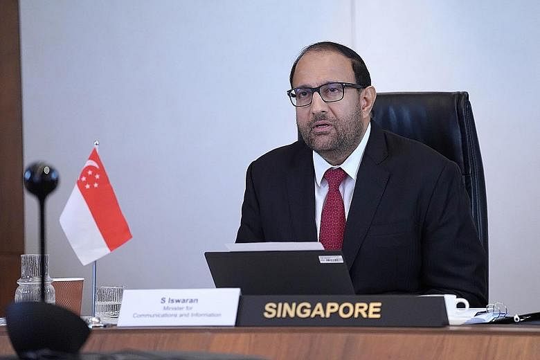 Minister for Communications and Information S. Iswaran at the Extraordinary G-20 Digital Economy Ministers Meeting yesterday. PHOTO: MCI