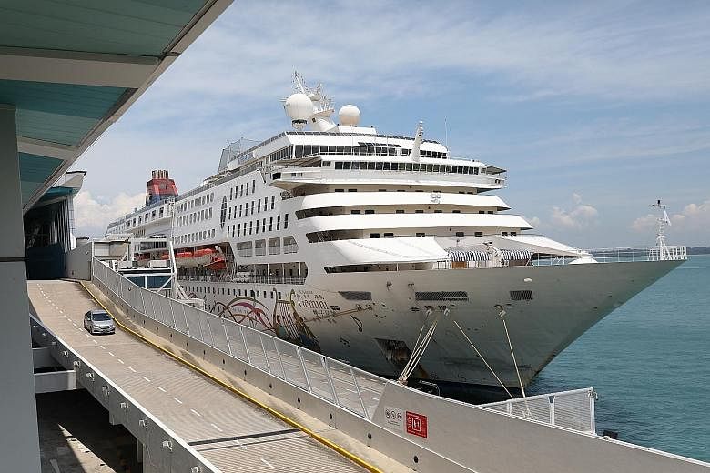 The first workers boarded the SuperStar Gemini cruise ship on Wednesday from Marina Bay Cruise Centre. There are en suite toilets, in-cabin dining and strict infection control and safe distancing measures aboard the ship.