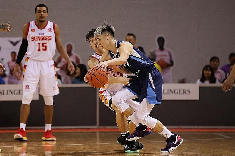 Taipei Fubon Braves guard Joseph Lin taking on the Singapore Slingers in an ABL match at the OCBC Arena in February. He scored 11 points and pulled down five rebounds in his team's 106-99 overtime loss.